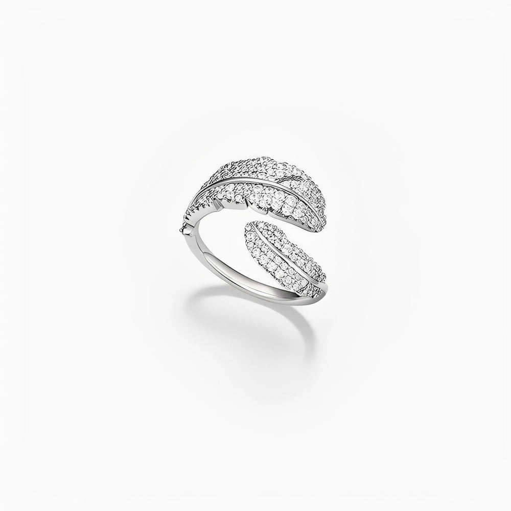 Martine White Feather Open Ring