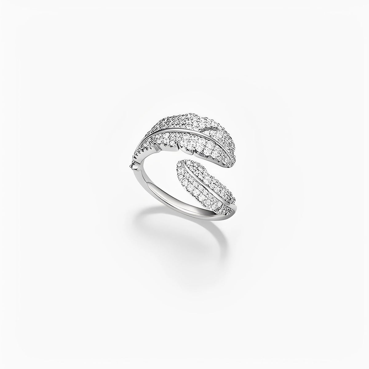 Martine White Feather Open Ring