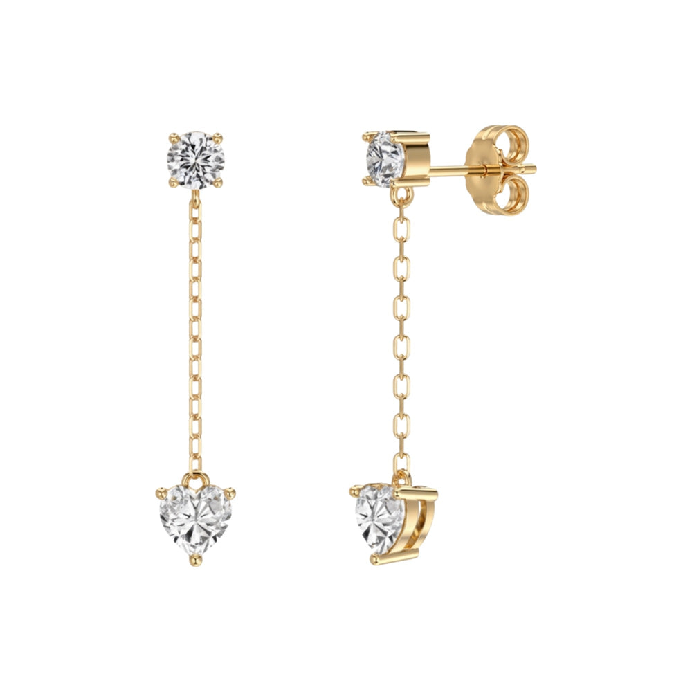 Adalrun 18k Gold Heart Round Drop Earrings