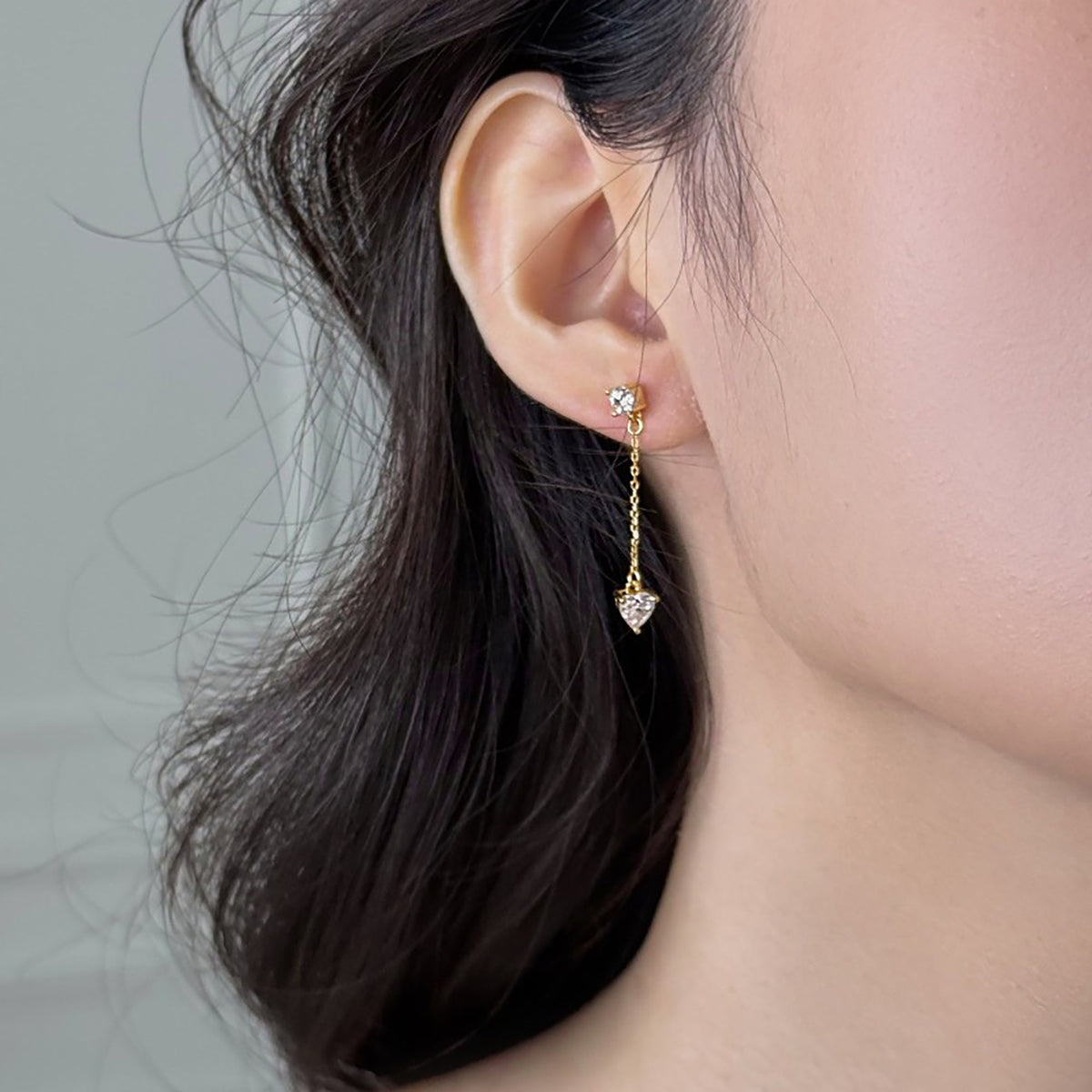 Adalrun 18k Gold Heart Round Drop Earrings