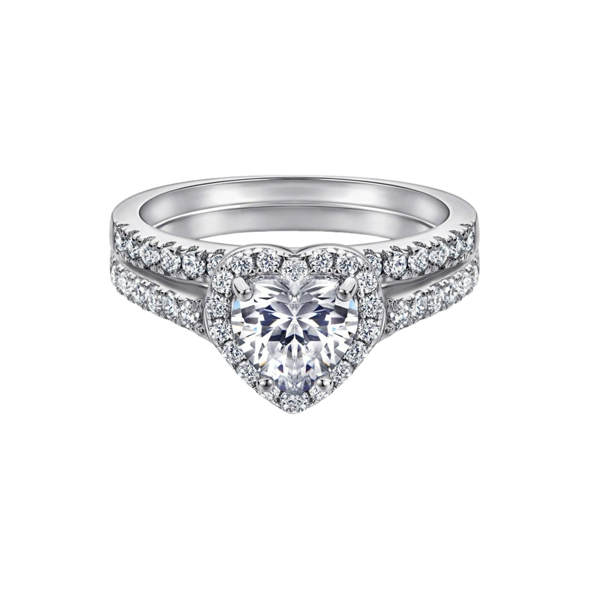 Adélaïde White Heart Ring Set
