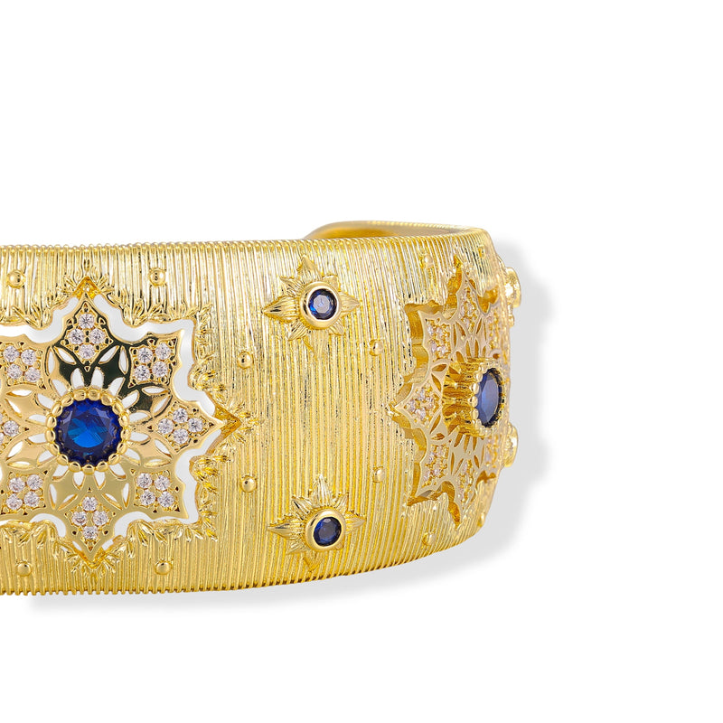 Adelgund 14K Gold Floral Open Bangle