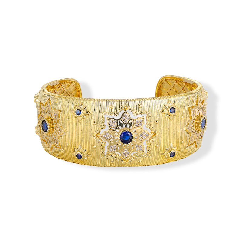 Adelgund 14K Gold Floral Open Bangle