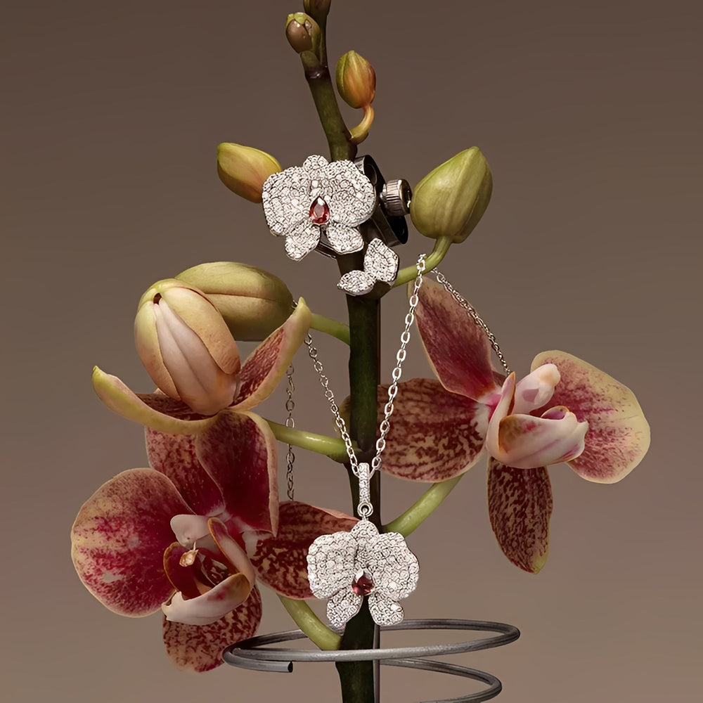Adélie Red Floral Open Ring