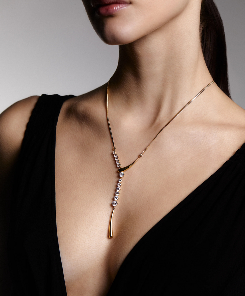 Agatha 14K Gold Y-Shaped Drop Necklace