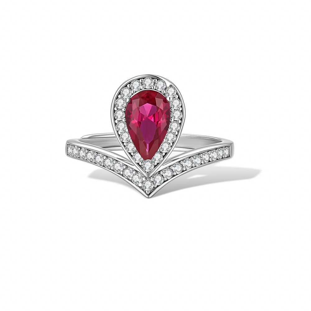 Agnès Red Teardrop Open Ring