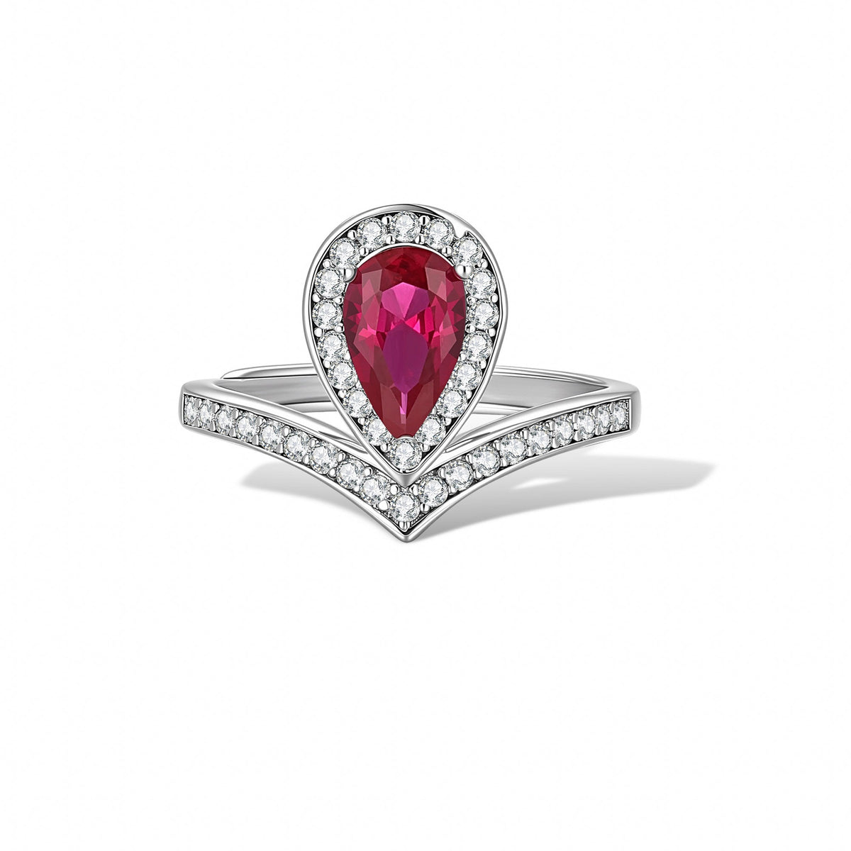 Agnès Red Teardrop Open Ring
