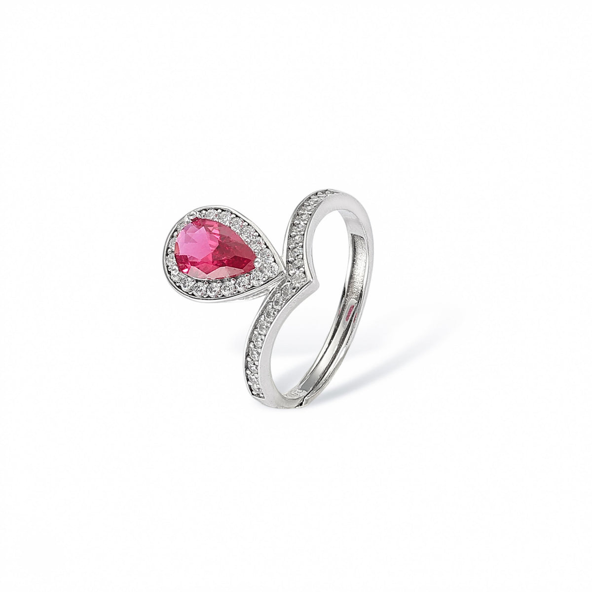 Agnès Red Teardrop Open Ring