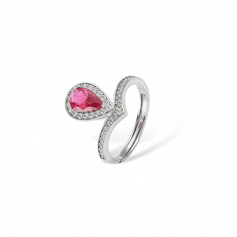 Agnès Red Teardrop Open Ring