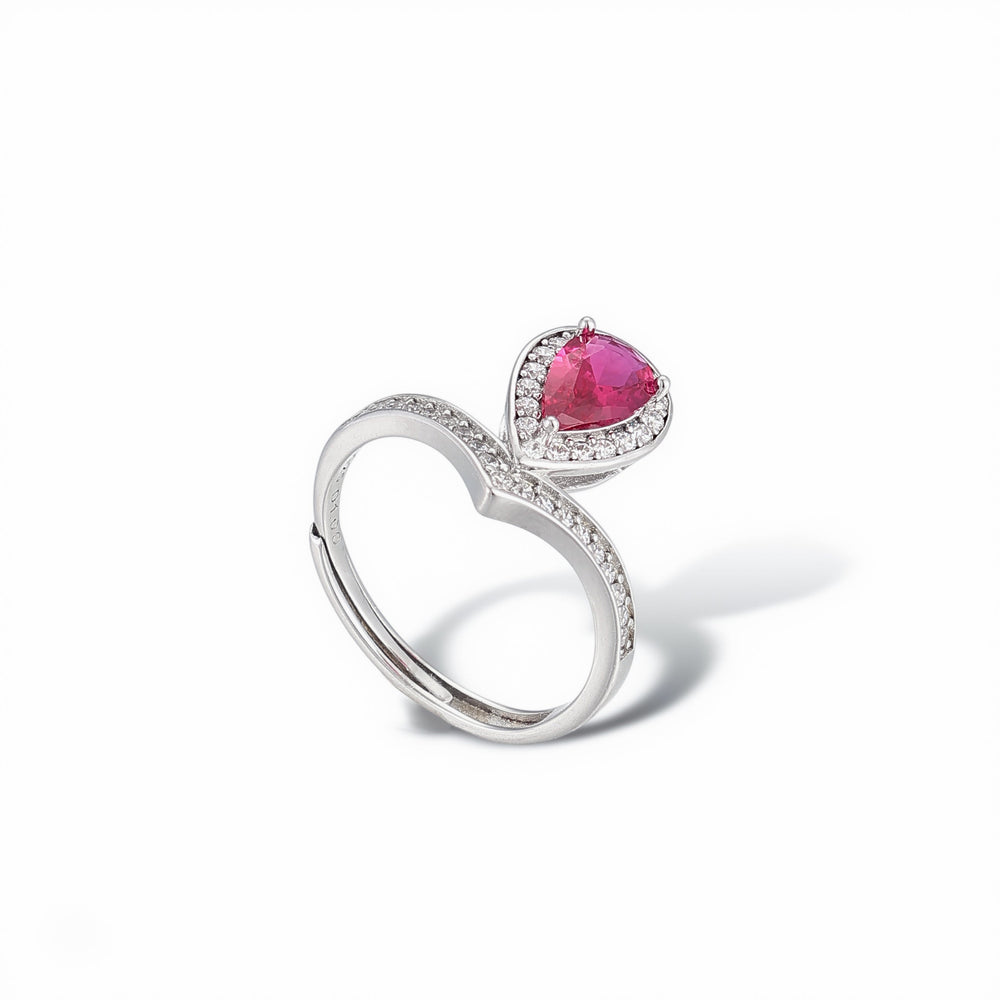 Agnès Red Teardrop Open Ring