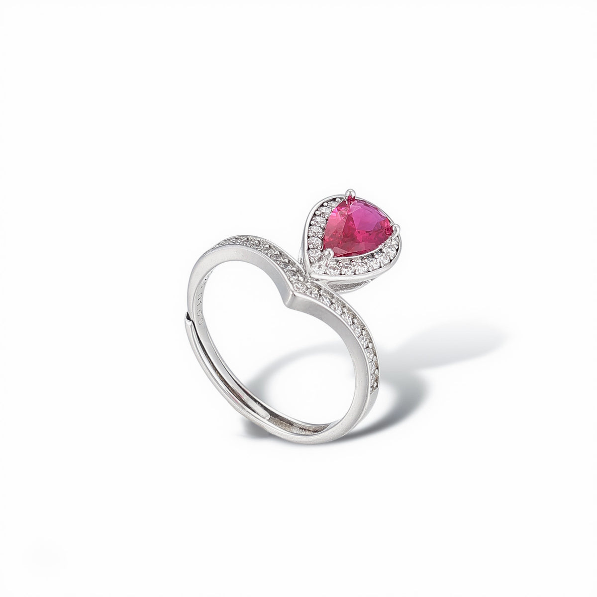 Agnès Red Teardrop Open Ring