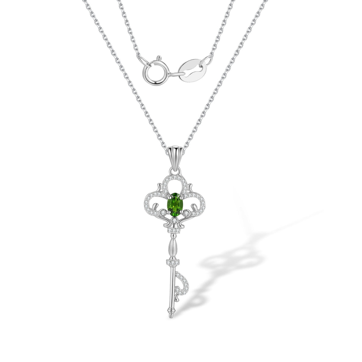 Aimée Key Green Pendant Necklace