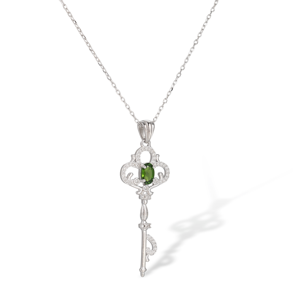 Aimée Key Green Pendant Necklace
