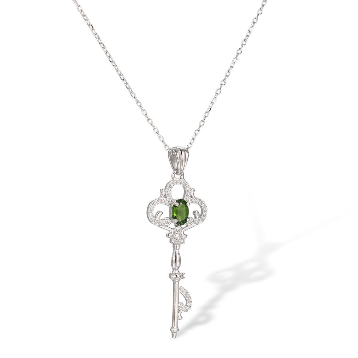 Aimée Key Green Pendant Necklace