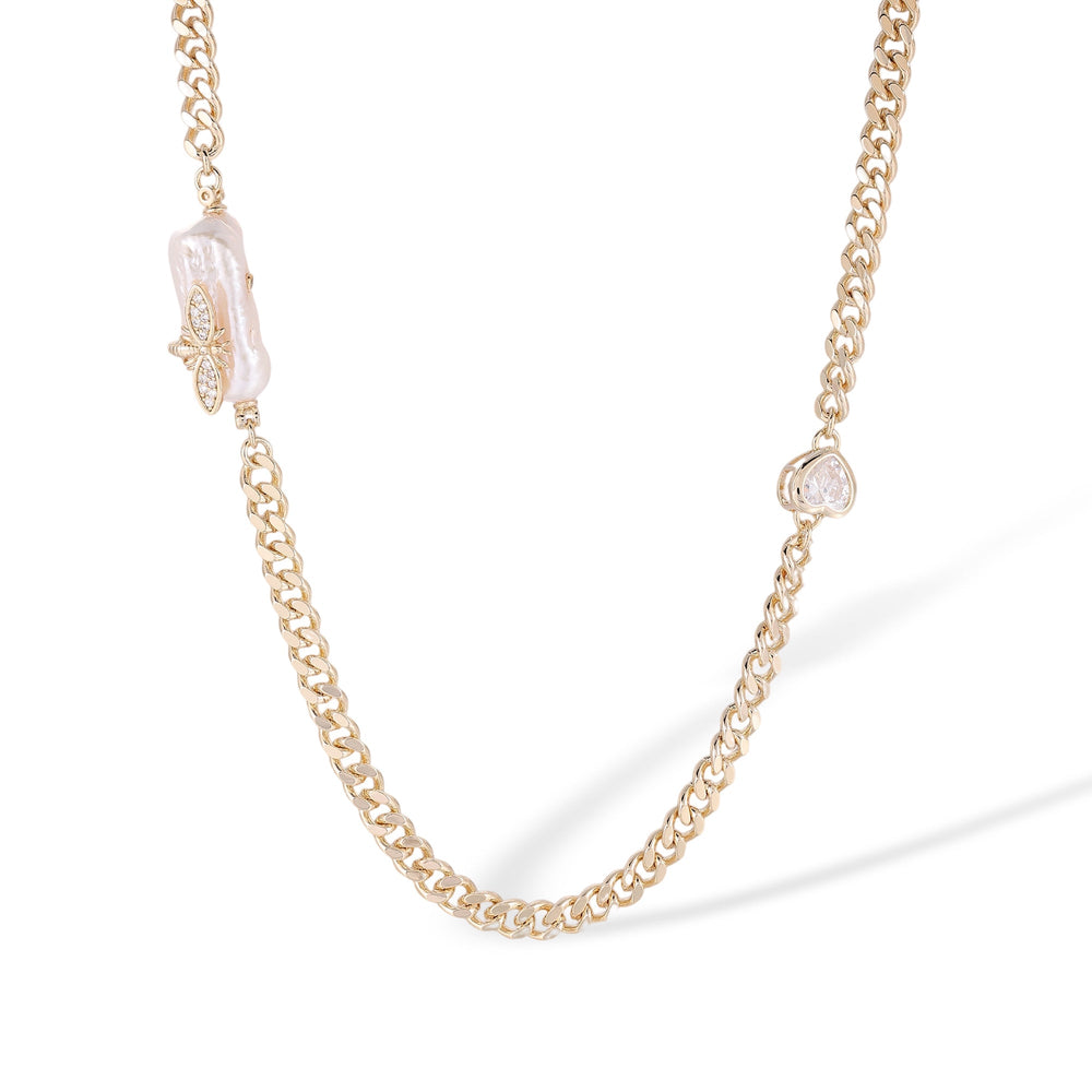 Alflind 14K Gold Baroque Pearl Heart Necklace