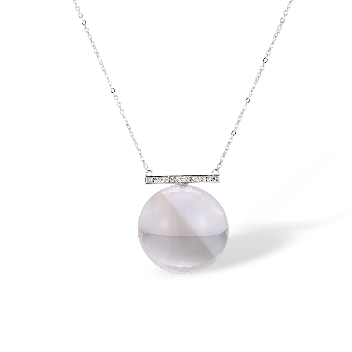 Amalhild White Spherical Crystal Necklace