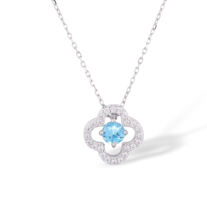 Amancia Blue Topaz Trèfle Necklace