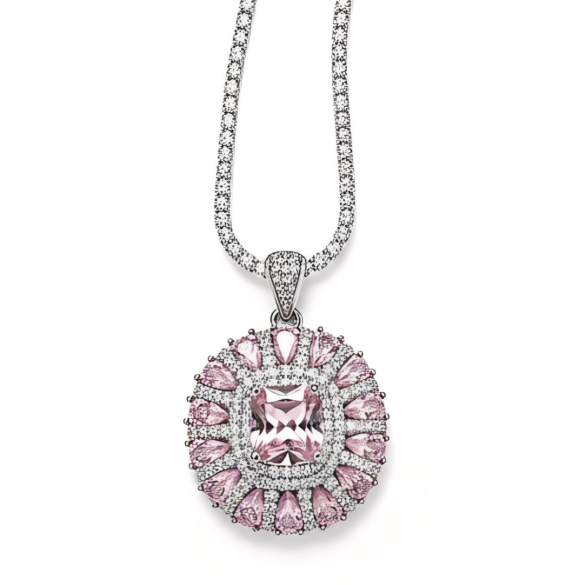 Amandine Pink Cushion Necklace