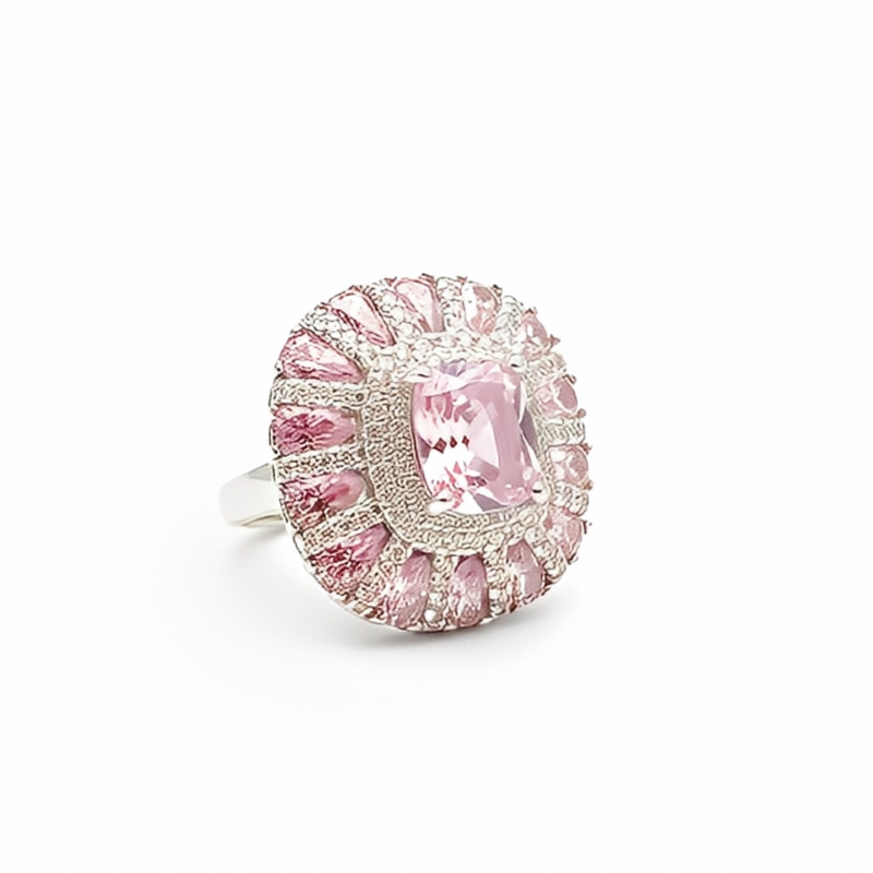 Amandine Pink Cushion Open Ring