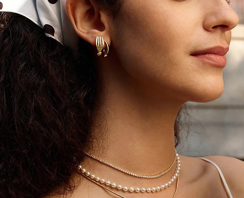 Amante 18K Gold Flork Earrings