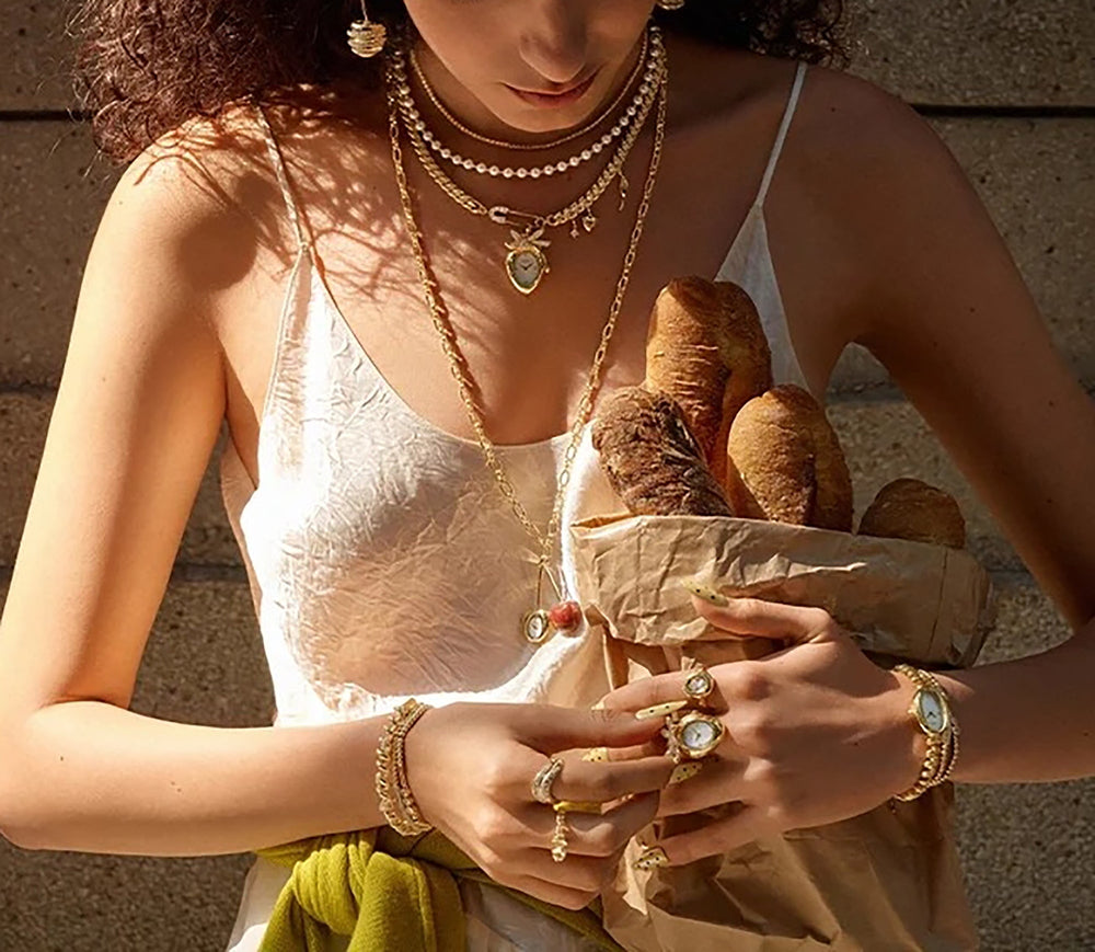 Amante 18K Gold Flork Pearl Layered Necklace