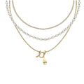 Amante 18K Gold Flork Pearl Layered Necklace