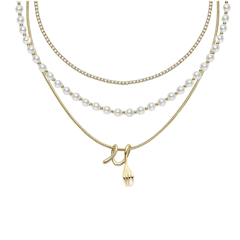 Amante 18K Gold Flork Pearl Layered Necklace
