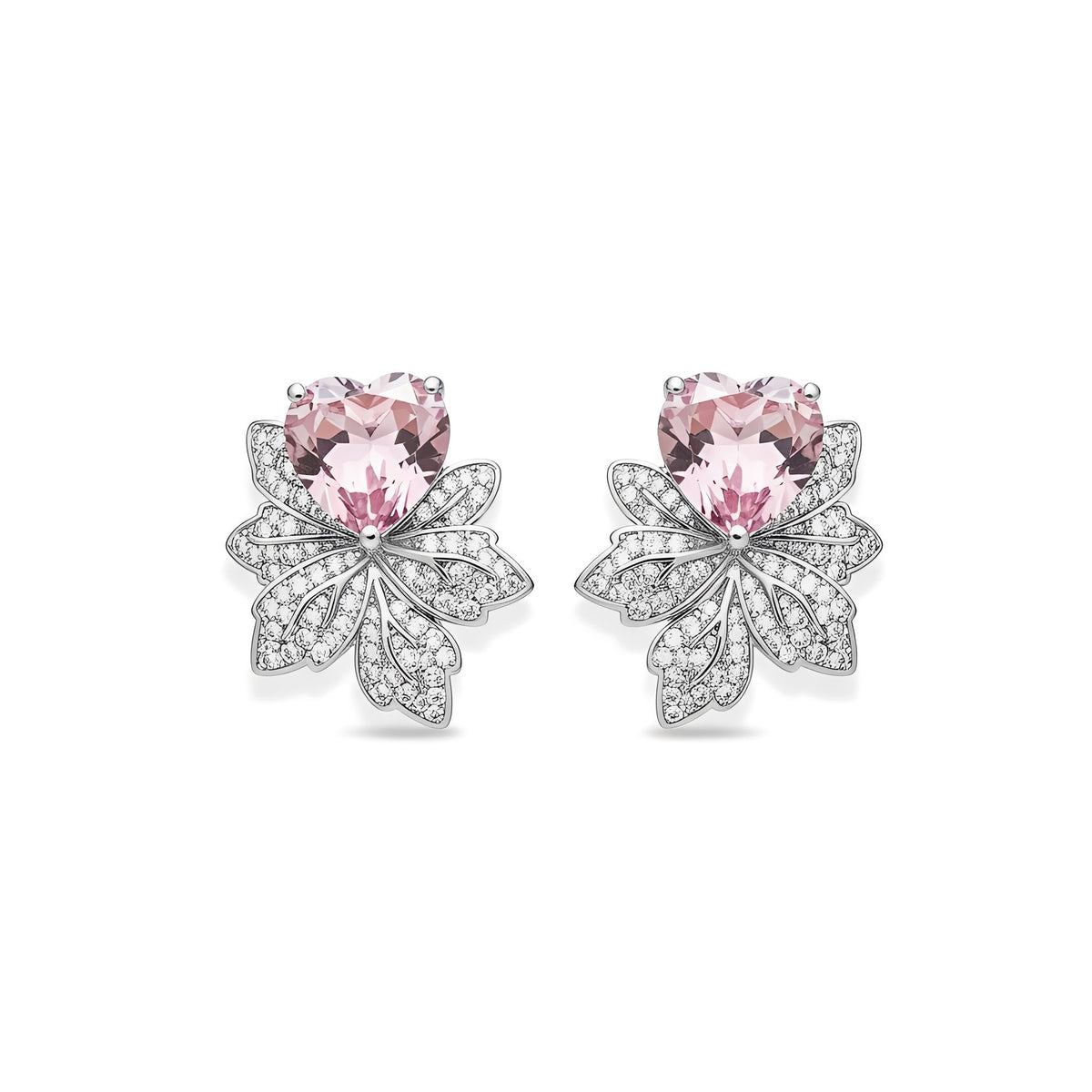 Gwenola Pink Heart Earrings