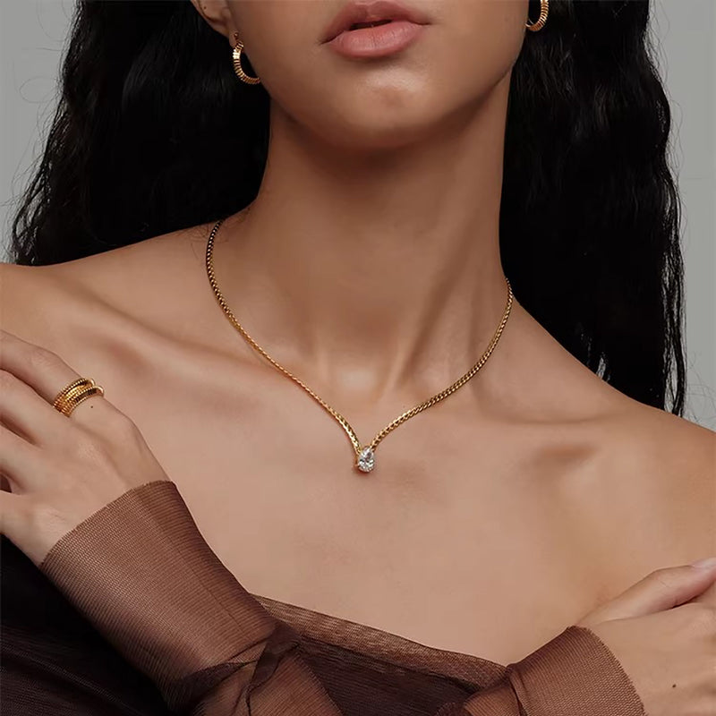 Ameline 14K Yellow Gold Teardrop Necklace