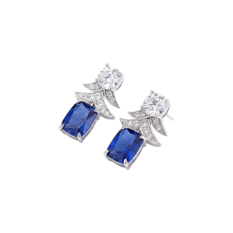 Annelin Nave Blue Laurel Leaf Cushion Earrings