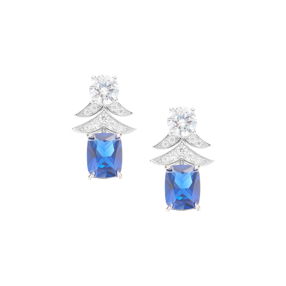 Annelin Nave Blue Laurel Leaf Cushion Earrings