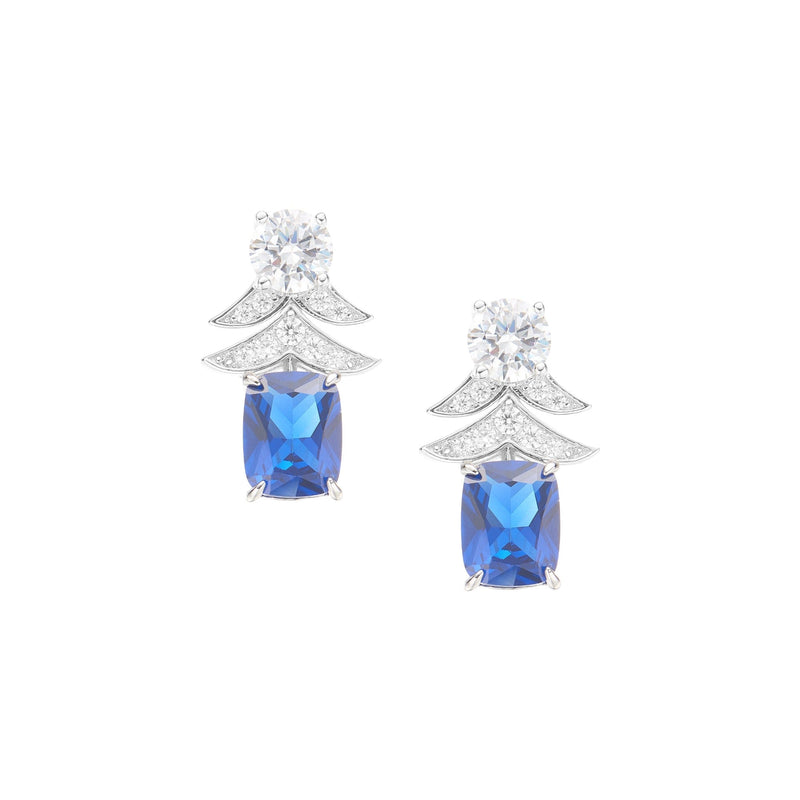 Annelin Nave Blue Laurel Leaf Cushion Earrings