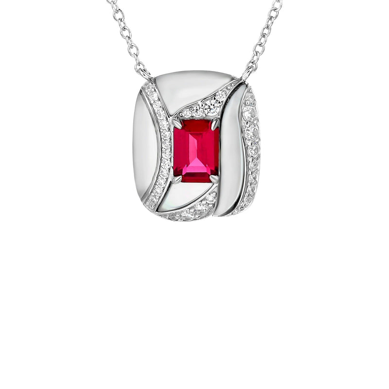 Annika Red Rectangular Necklace