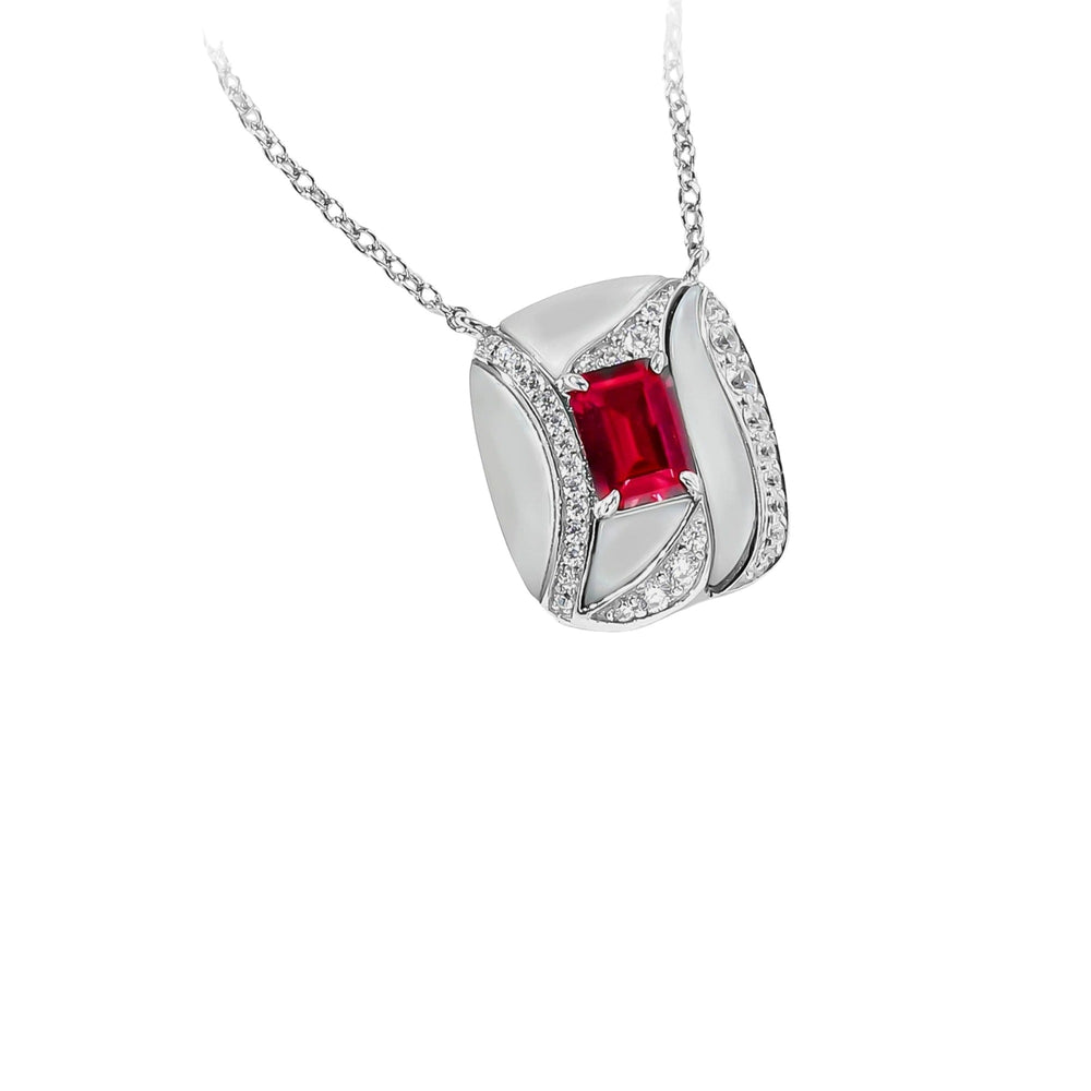 Annika Red Rectangular Necklace