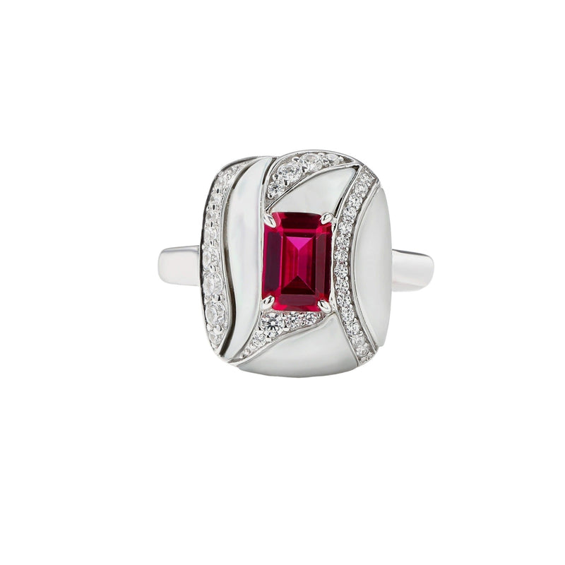 Annika Red Rectangular Ring