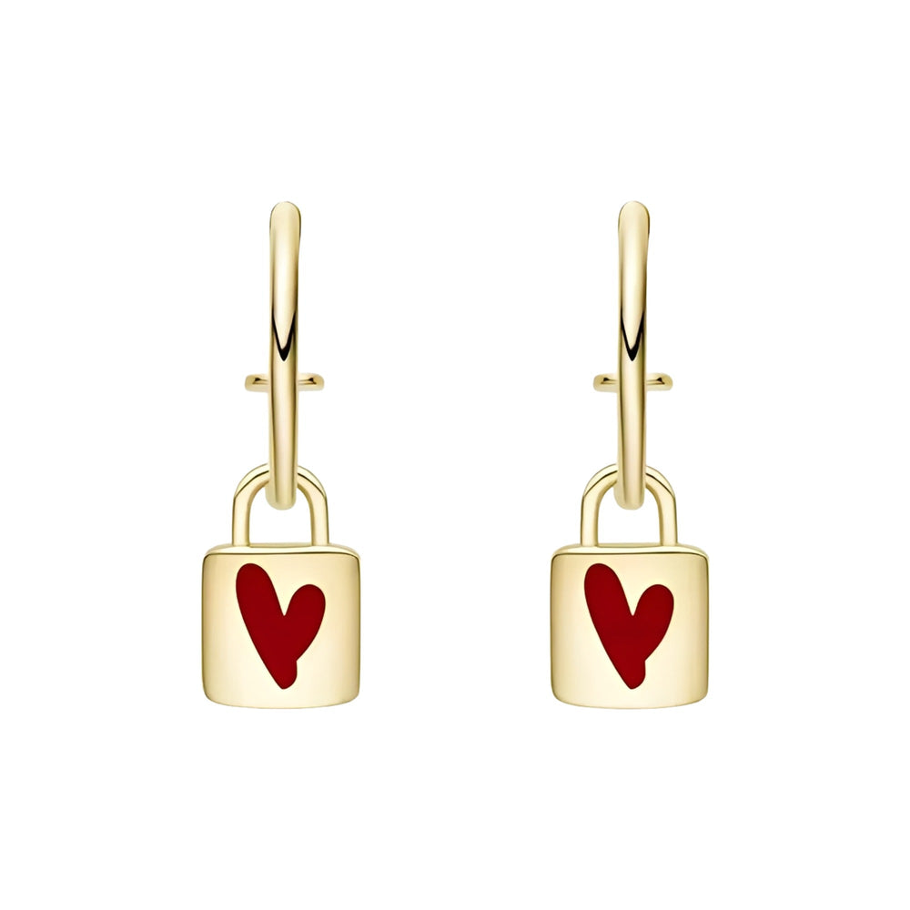 Antoinette Gold Heart Lock Earrings