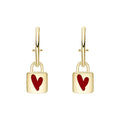 Antoinette Gold Heart Lock Earrings