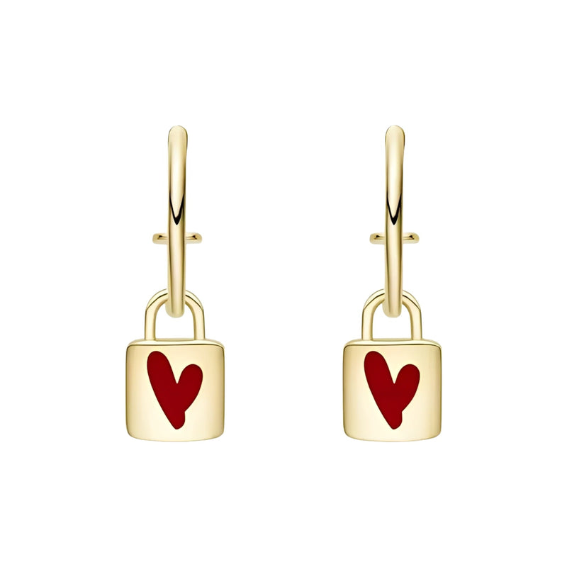 Antoinette Gold Heart Lock Earrings