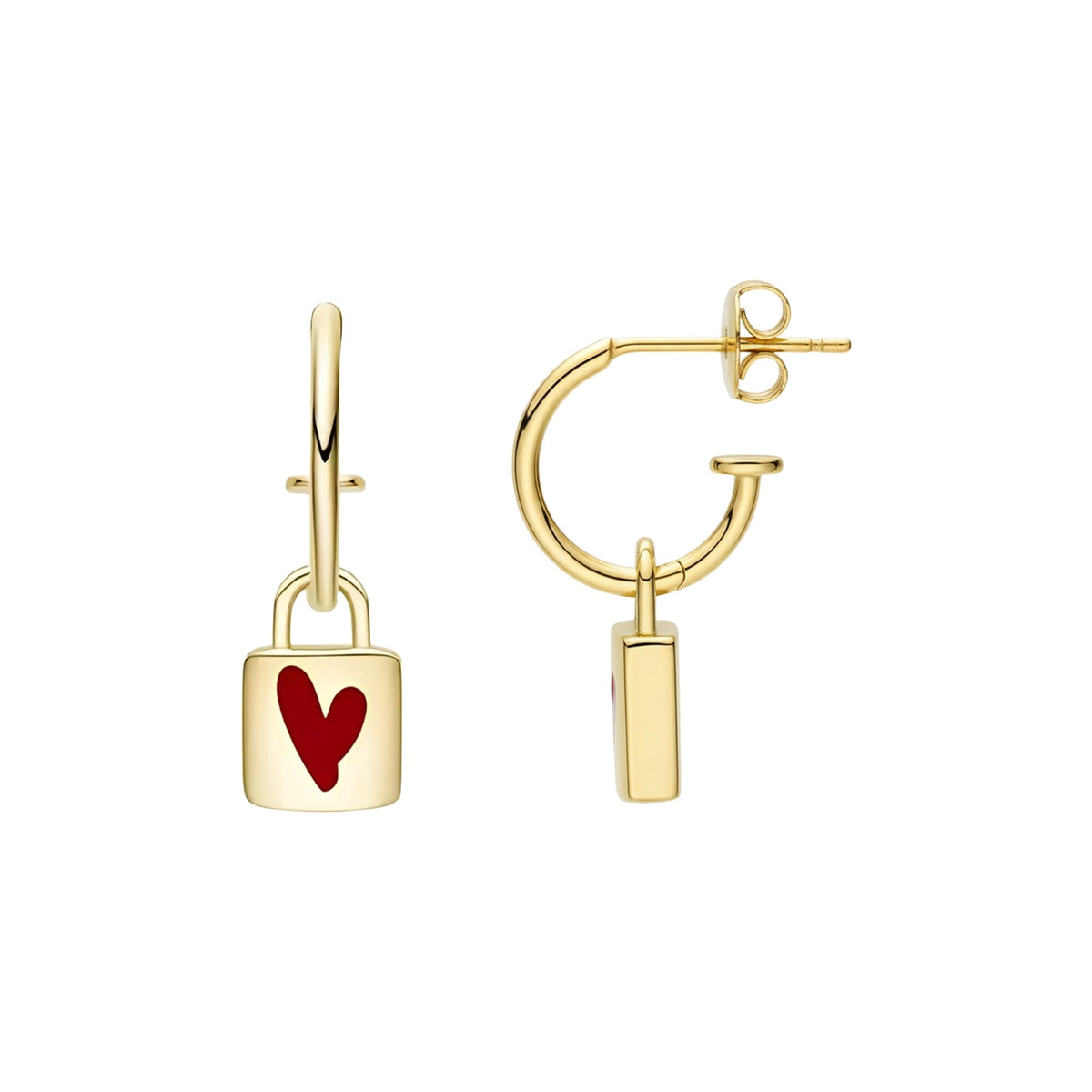 Antoinette Gold Heart Lock Earrings