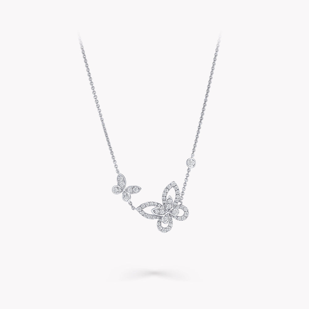 Apollo White Duble Butterfly Necklace
