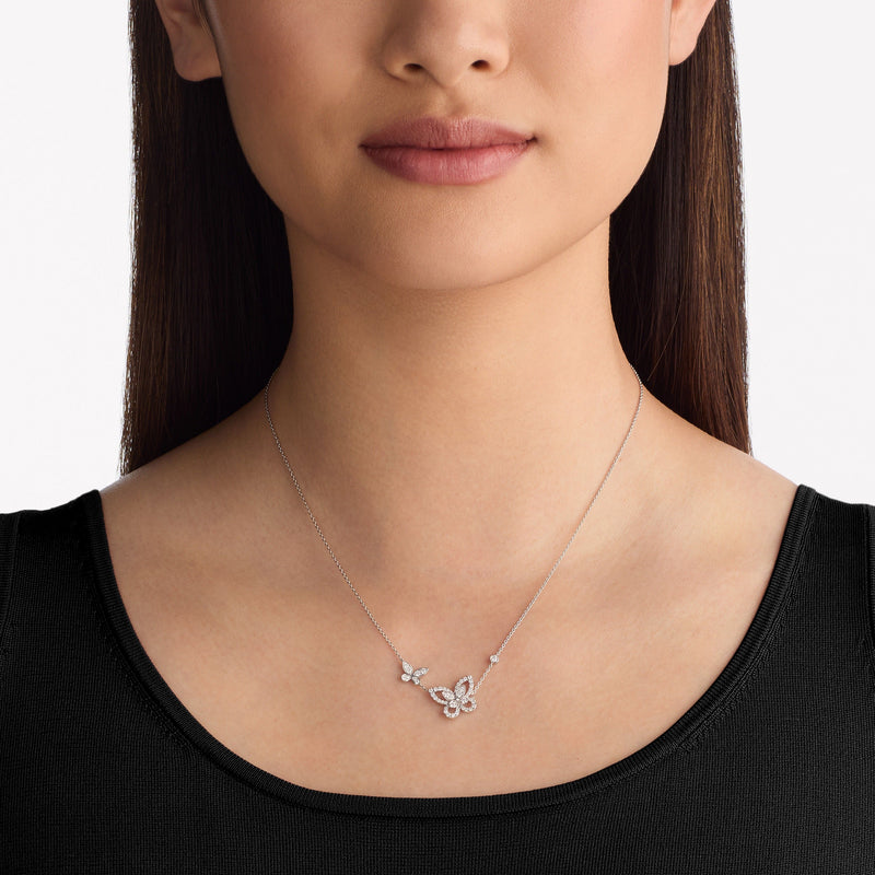Apollo White Duble Butterfly Necklace