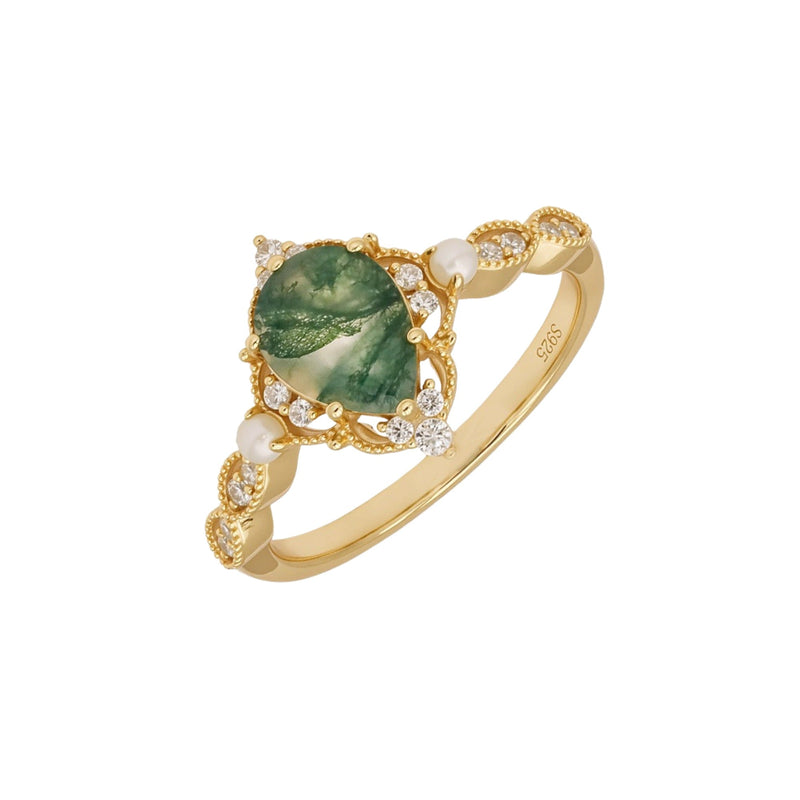 Aquiline 14K Green Moss Teardrop Ring