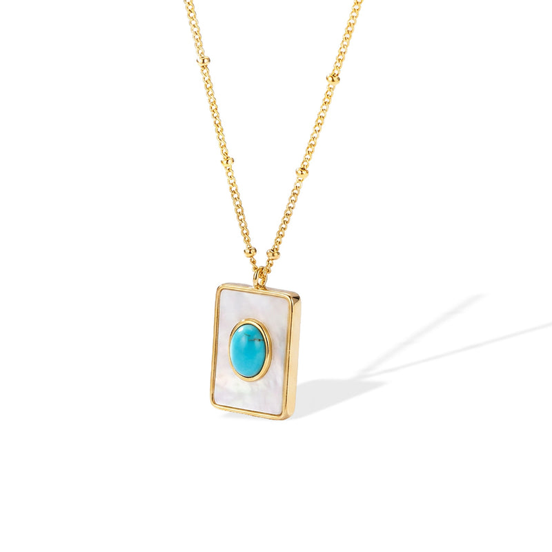 Araminte Mother-Of-Pearl Oval Turquoise Necklace