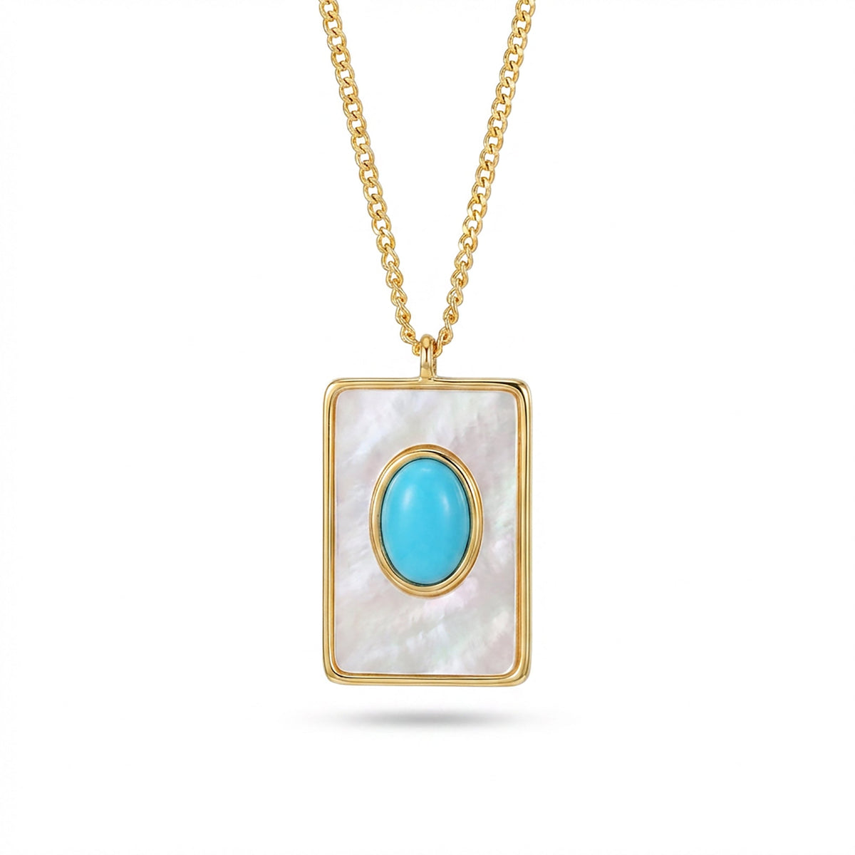 Araminte Mother-Of-Pearl Oval Turquoise Necklace