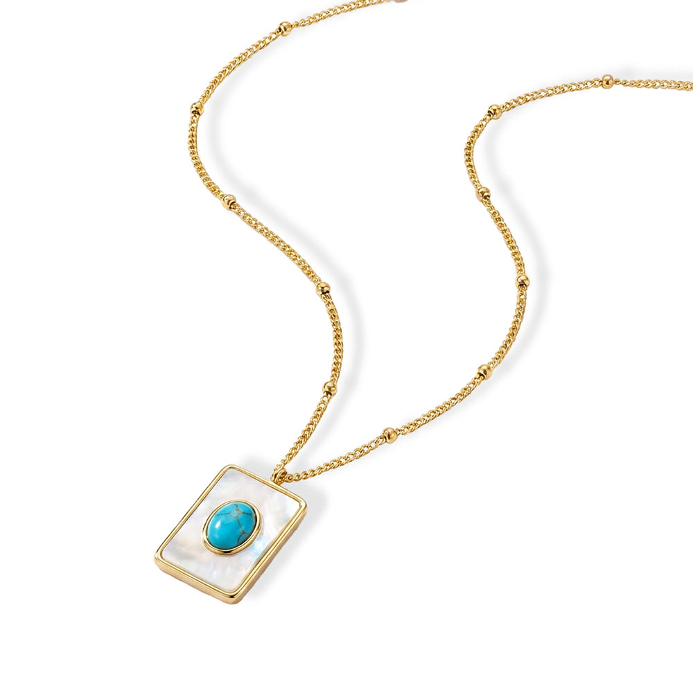 Araminte Mother-Of-Pearl Oval Turquoise Necklace
