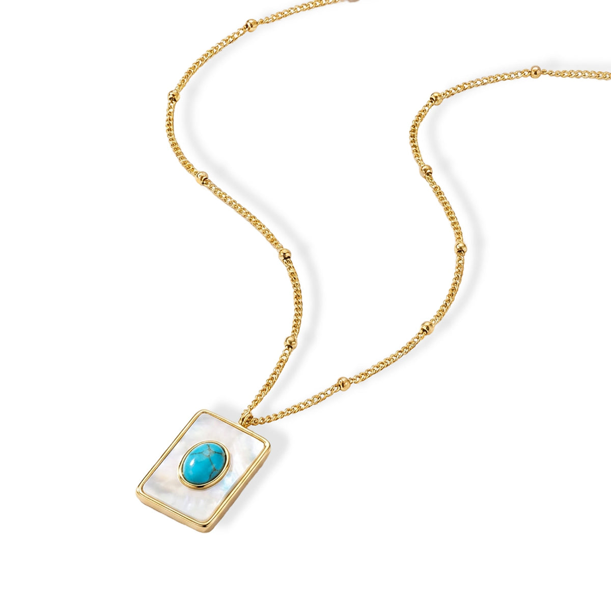 Araminte Mother-Of-Pearl Oval Turquoise Necklace