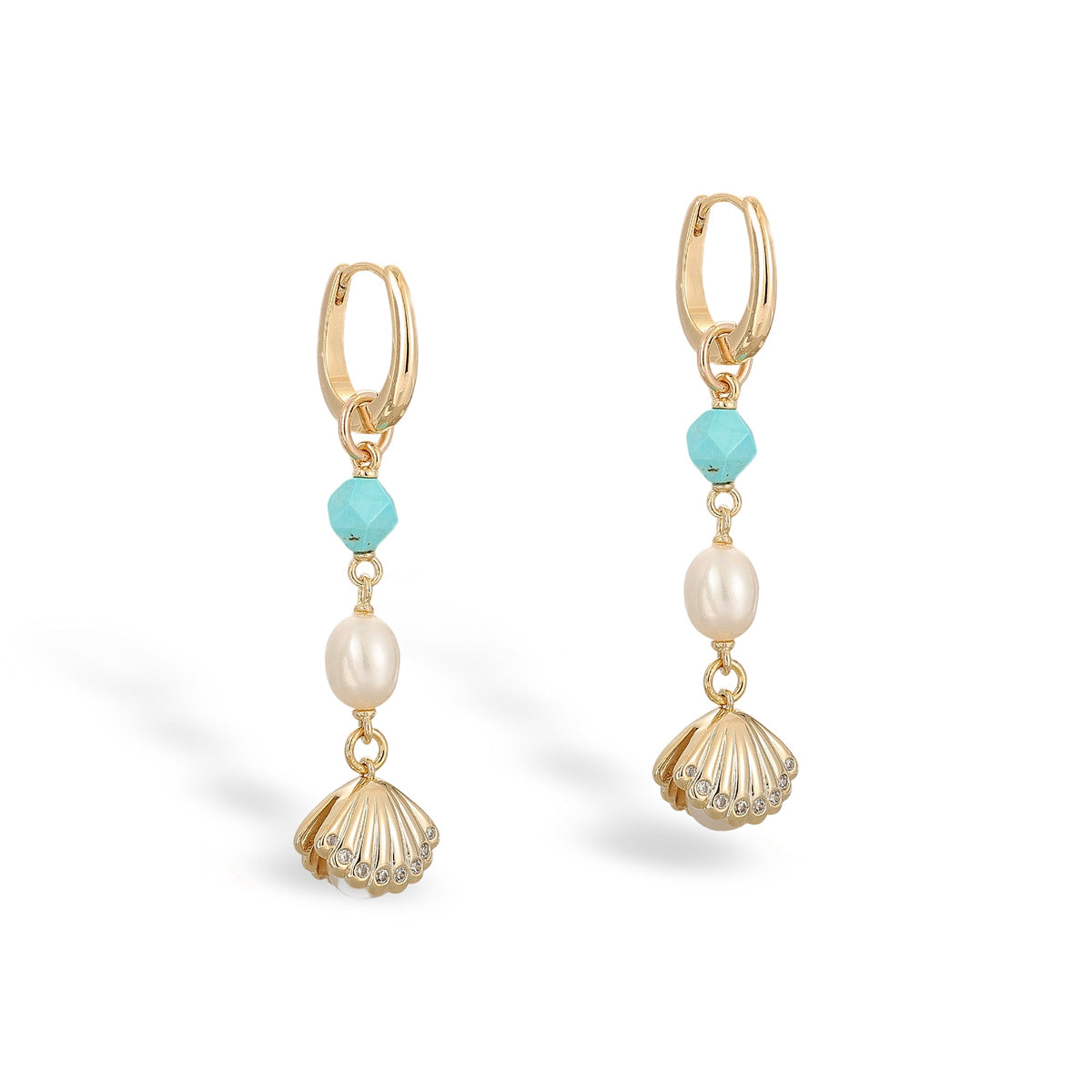 Araminte Turquoise Pearl Shell Earrings