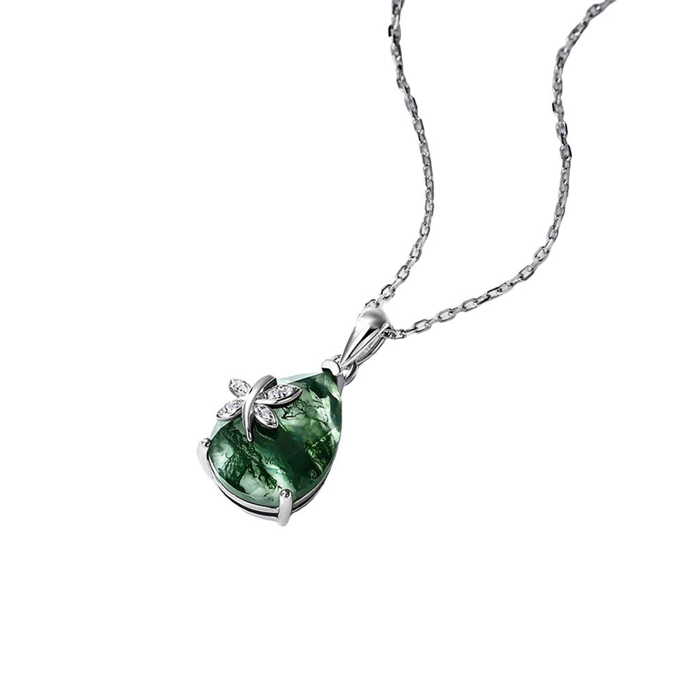 Aurel Green Moss Teardrop Necklace