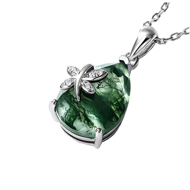 Aurel Green Moss Teardrop Necklace