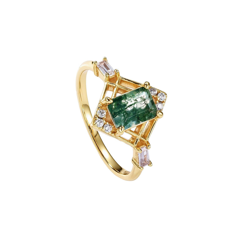 Aurielle 14K Green Moss Ring Set